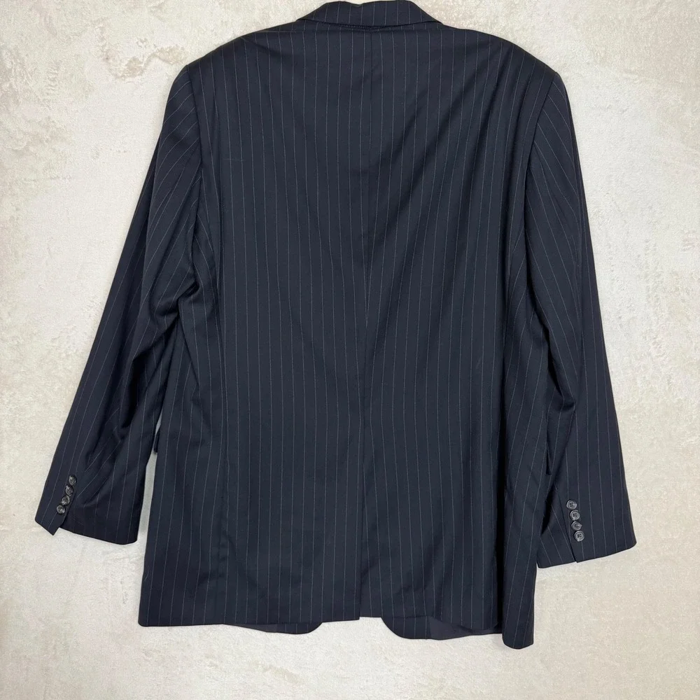 Lauren Ralph Lauren Pinstripe Wool Blazer Navy Blue 46L Two Button Old Money